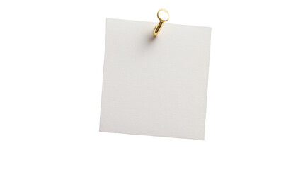 Title: Minimal White Note Pinned with Elegant Gold Pin Isolated on Bright White Background for Clean Presentation Design