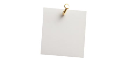 Title: Minimal White Note Pinned with Elegant Gold Pin Isolated on Bright White Background for Clean Presentation Design