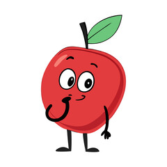 Cute Cartoon Red Apple Illustration Happy Fruit Design
