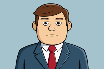 Serious Cartoon Businessman with Blank Expression – Neutral Office Character Illustration