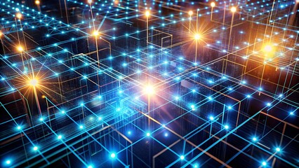 Fototapeta premium quantum computing connection grid abstract and glowing