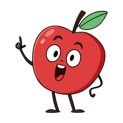 Cute Cartoon Red Apple Illustration Happy Fruit Design