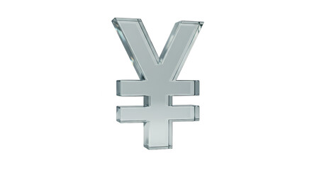 Obraz premium Silver Yen Currency 3D Illustration on Transparent Background