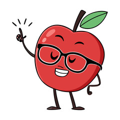 Cute Cartoon Red Apple Illustration Happy Fruit Design