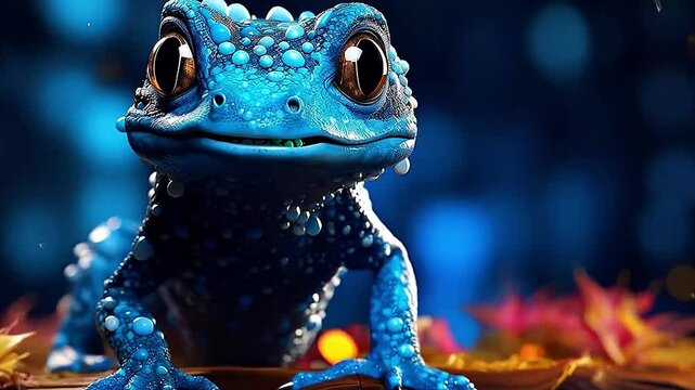 salamander in Delfts Blauw realistis, highly detailed,ai generatif
