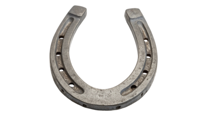 Worn Metallic Horseshoe Isolated on Transparent Background