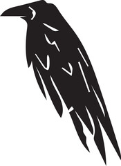 Stylized Silhouette of a Raven with Bold Feather Detail a Striking Avian Illustration with Minimalist Composition for Graphic Design