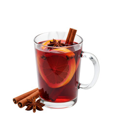 Transparent Image of Mulled Wine with Cinnamon and Star Anise