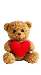 Teddy Bear with Red Heart Plush Animal Love Toy Transparent Background