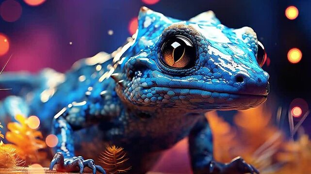 salamander in Delfts Blauw realistis, highly detailed,ai generatif