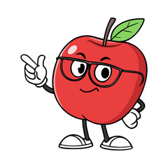 Cute Cartoon Red Apple Illustration Happy Fruit Design