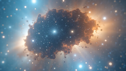 A celestial symphony: An abstract digital rendering showcasing a cosmic nebula adorned with dazzling stars and radiant light