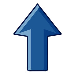 Clean navy blue upward pointing arrow graphic on a simple white background