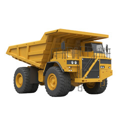 Yellow Dump Truck Isolated Heavy Industrial Vehicle for Mining