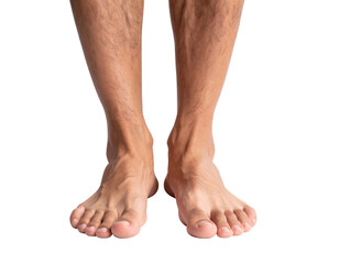 Close-Up of Bare Male Feet Standing on White Background PNG