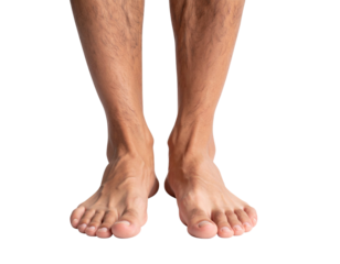 Close-Up of Bare Male Feet Standing on White Background PNG