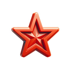 Obraz premium Shiny red five pointed star shape isolated on transparent background