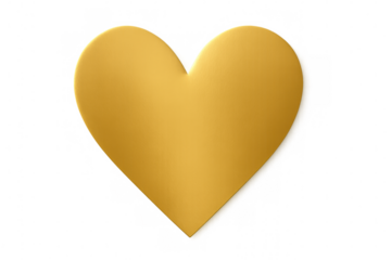 Golden heart gleaming, representing deep emotional connection, symbolizing romantic feelings with transparent backdrop for seamless design integration