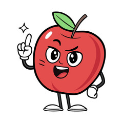 Cute Cartoon Red Apple Illustration Happy Fruit Design