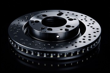 Flywheel and clutch disc kit photographed in angled layout for product presentation 