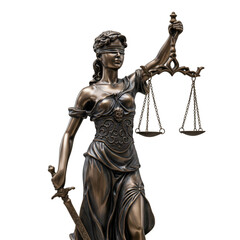 Justice Lady with Scales and Sword on Transparent Background