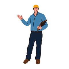 construction worker with clipboard