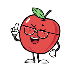 Cute Cartoon Red Apple Illustration Happy Fruit Design