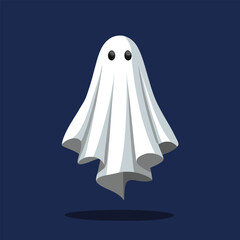 White sheet ghost floating dark background vector