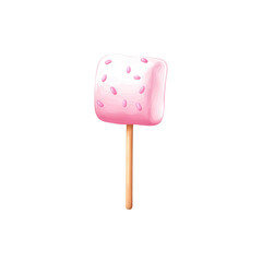 Cute pink marshmallow on a stick with sprinkles