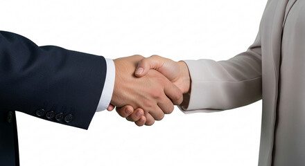 Professional Handshake Between Man and Woman on White Background