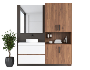 Space-saving wall cabinet with mirror, bathroom, transparent background