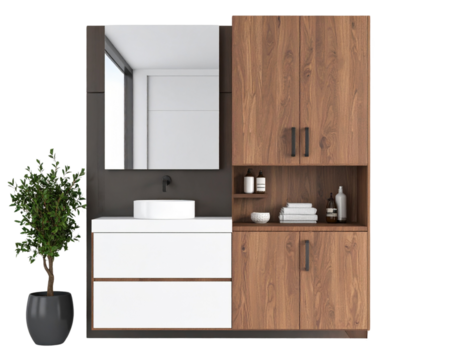 Space-saving wall cabinet with mirror, bathroom, transparent background  