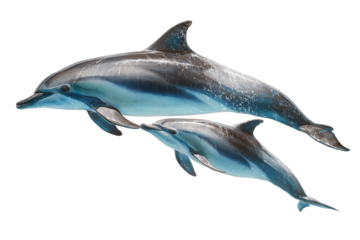 Mother and baby dolphins,Isolated on Transparent Background