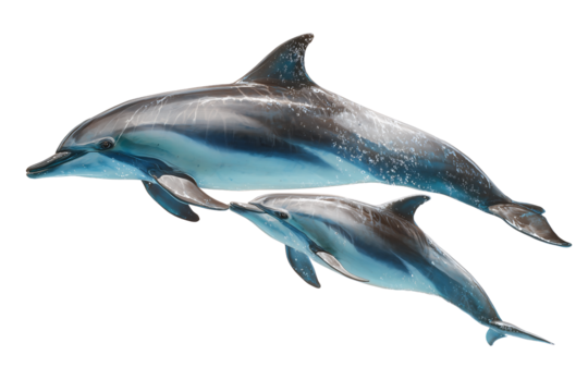 Mother and baby dolphins,Isolated on Transparent Background