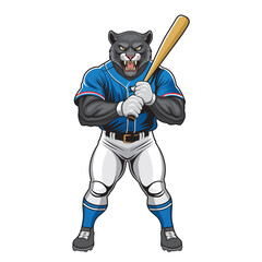 baseball mascot panther vector illustration panther baseball design © sugeng