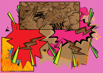 Cartoon poster background, comic book backdrop. Retro vector comics pop art design.