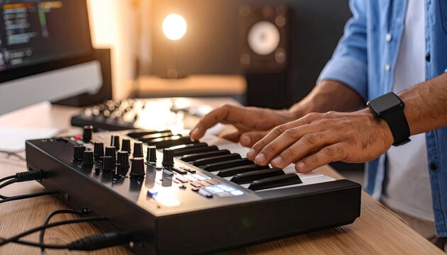 Person playing midi keyboard