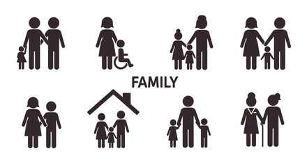 Family diverse family love family relationships icons