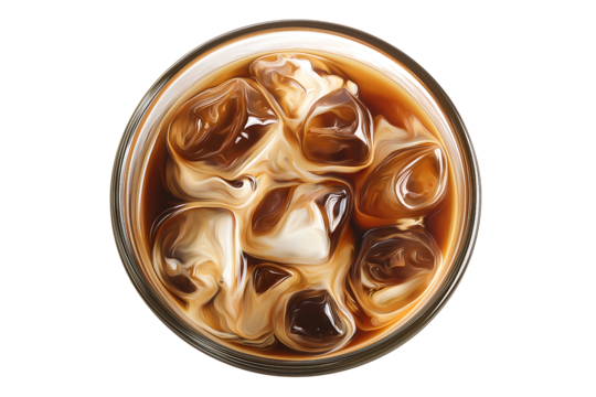 Coffee with condensed milk on transparent background