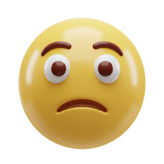 Fototapeta premium Sad Yellow Emoji 3D Cartoon Face Upset Expression Isolated Render