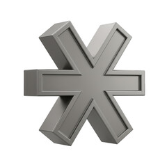 Fototapeta premium Silver Multiply Symbol 3d Render Geometric Mathematics Cross Illustration