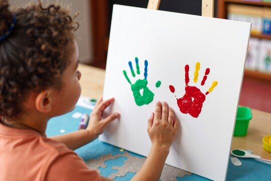 Child with Cerebral Palsy Embracing Creativity Through Painting at Children's Therapy Session