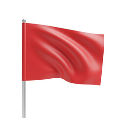 Waving Red Flag Isolated Render Patriotic Object Symbolic Nation