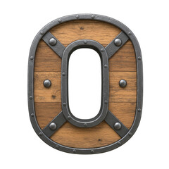 Wooden Zero Rustic Metal Rivets Detailed Vintage Number Illustration