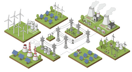 Isometric renewable energy systems and power plants on floating platforms