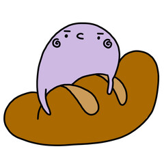 cartoon illustration of a french bread