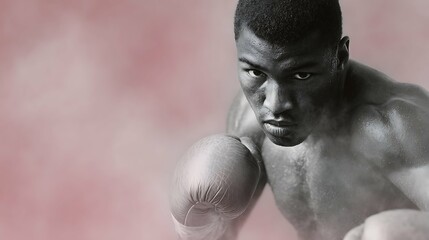 boxer, pink and grey photo, face, man, expression, 