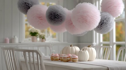 halloween pumpkin background, decoration, pink, grey