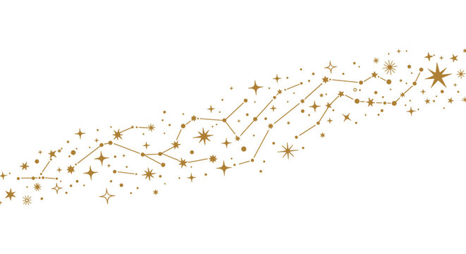 Golden celestial pattern with stars and constellations in elegant flat design