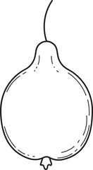 Simple Pear Fruit Line Art Illustration for Coloring or Design